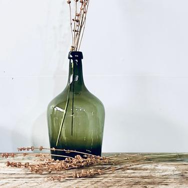 Dark Green Demijohn | Dark Green Glass Wine Bottle | Dark Green Glass Vase | French Demijohn | Branches Vase | French Style | Industrial 