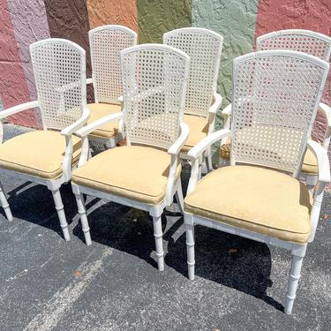 Set of Six Faux Bamboo Cane Chairs