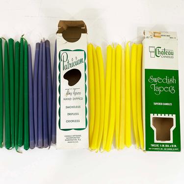 Vintage Taper Candle Danish Candles Tapers Retro Home Mid-Century Hollywood Regency Green Yellow Blue Scandinavian Design 1960s Deadstock 
