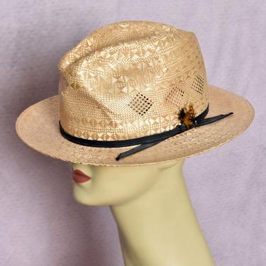 50's Vintage BAILY Mens Sisal Hat, Never Worn, 1950's, 1960's, Panama, Rat Pack style Cap Straw Fedora Hat 