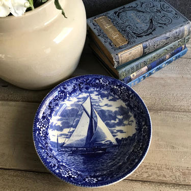 English Wedgwood Soup Plate, The Lillie off Telegraph Hill, Etruria England, Blue and White Transferware, Made in England 