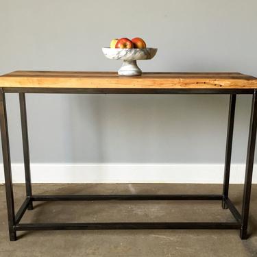 Reclaimed Barn Wood Console Table With Steel Metal Base 