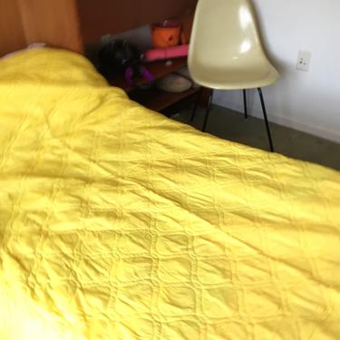 Mid century Lemon Yellow nylon quilted bedspread 