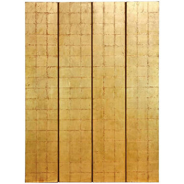 Four-Panel Gold Leaf Room Divider Two Sided Screen by ErinLaneEstate