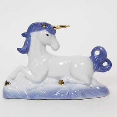 Vintage Blue and White Unicorn Figurine FEI Inc. 