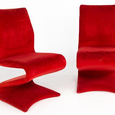 Verner Panton Style Z Dining Chair in Red, Set of 2 