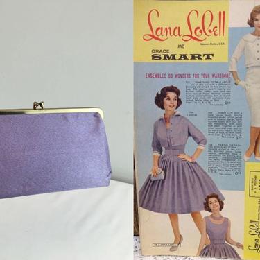 Take It By Storm - Vintage 1950s 1960s Lavender Purple Metallic Fabric Clutch Handbag Purse 