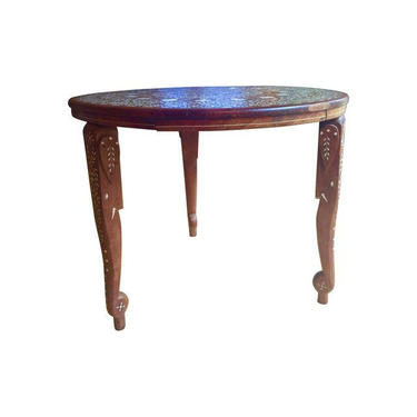 Eclectic Vintage Bone Inlay Elephant Accent Table
