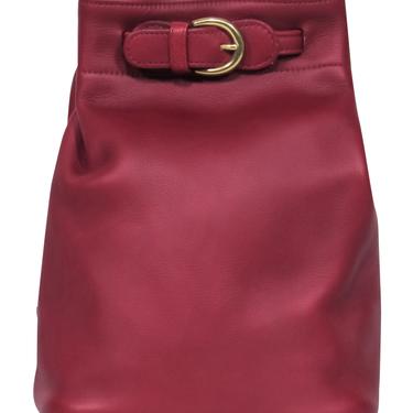 Coach - Small Maroon Leather Drawstring Backpack w/ Buckle
