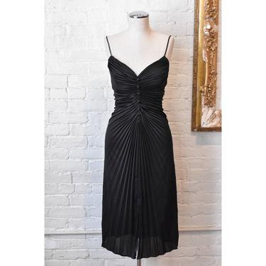 1980's | Fredrick's of Hollywood | Vintage Pleated Black Dress 