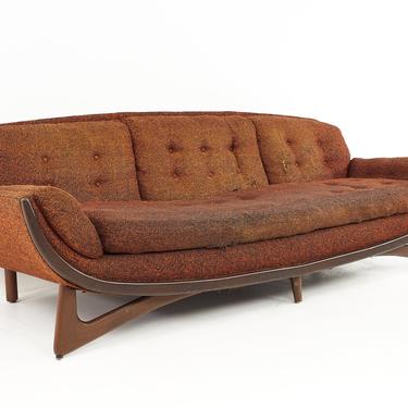 Adrian Pearsall Style Kroehler Mid Century Walnut Gondola Sofa - mcm 