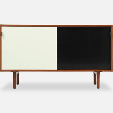 Florence Knoll Walnut Credenza with Lacquered Doors