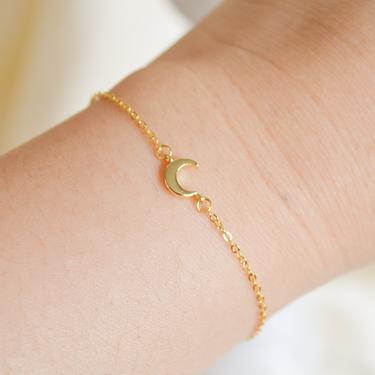 Nova Dainty Crescent Moon Bracelet, Delicate Stacking Bracelet, gold filled moon bracelet, gold Layering bracelet, dainty moon bracelet 