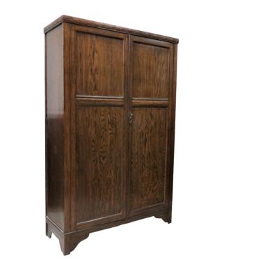 Armoire Wardrobe | Vintage English Oak Double Door Fitted Gentleman's Wardrobe 