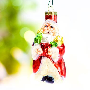 VINTAGE: Glass Santa Ornament in Package - Holiday Christmas Ornaments - SKU 29-B-00017120 