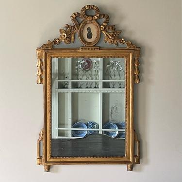 French Giltwood and Polychromed Mirror with Silhouette