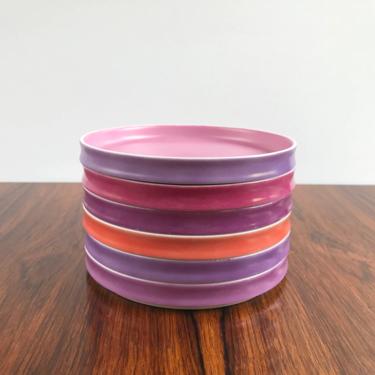 Set of 6 Block Chromatics Red Lavender Bread and Butter Plates 
