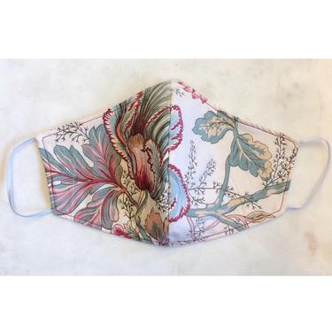 Style C - Red + Blue Tulip Flower // Fashion Face Mask // Washable + Reusable  // Abstract Floral Pattern Mask // 100% Cotton 