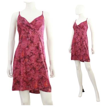 1990s Bold Pink Rayon Sundress - 1990s Sundress - 1990s Pink Dress - Vintage Spaghetti Strap Sundress - Vintage Pink Dress | Size Medium 