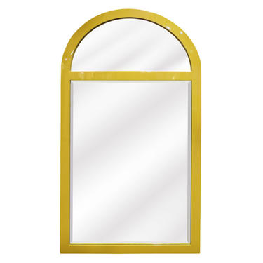 Karl Springer Wall Hanging Mirror in Mustard Lacquer 1970s
