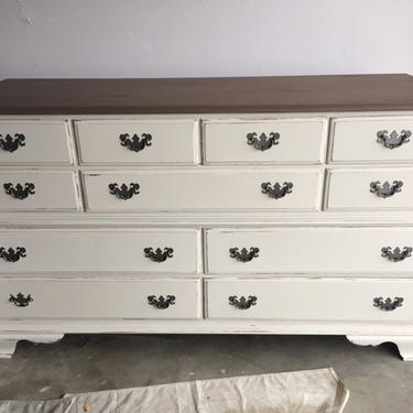 SAMPLE - Do not purchase - See description - Taupe/Tan Distressed shabby chic dresser 