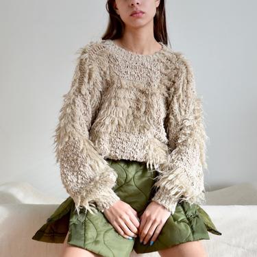 loose loopknit oatmeal pullover textured sweater 