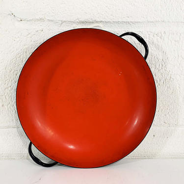 Vintage Orange Enamel Cookware Caravelle Sizzling Servers Pan Made in France Sunshine MCM Mid-Century Modern Kitchen Cookware Home Paella 
