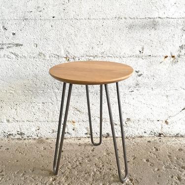 GROGG Stool with Hairpin Legs | Solid Wood stool Small Round Side Table by AtelierEastEndMtl
