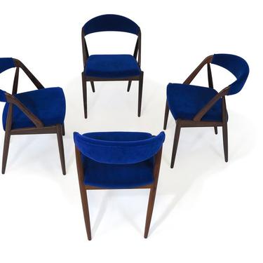 Kai Chairs Rosewood Dining Chairs in Cobalt Royal Blue Mohair