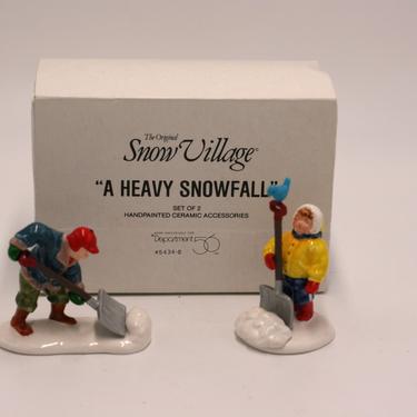 vintage Dept. 56 snow village A Heavy Snowfall/hand painted ceramic accessories 