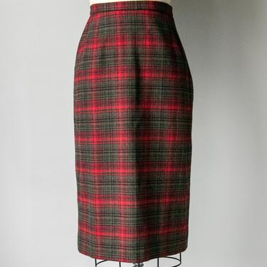 1970s Maxi Skirt Pendleton Wool Plaid S 