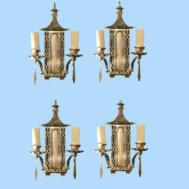 Set of Four Chinese Chippendale Sconces