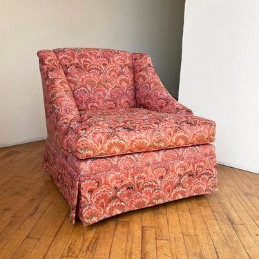 Vintage Slipper Chair Jacquard Venetian Marbled Coral Pink 