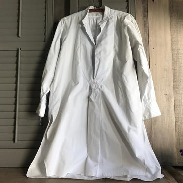 French Mens White Cotton Shirt, Dress, Bed Shirt, Night Shirt, Monogram, Original Label, Period Clothing 