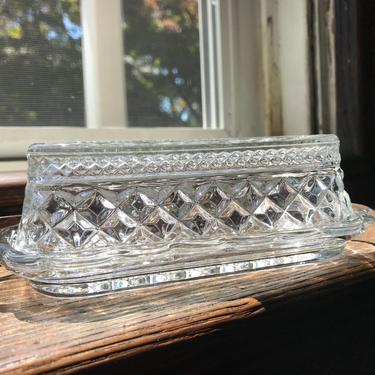 Anchor Hocking Pressed Glass Butter Dish with Lid 
