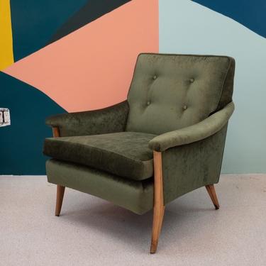  Green Velvet Vintage Lounge Chair