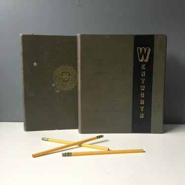 Wentworth Institute three ring binders - two vintage 1940s notebooks 