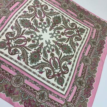 1970'S SILK Scarf - Paisley Pattern - Tones of Pink &amp; Gray - LIBERTY Brand - Made in England - 23 x 23 inches 