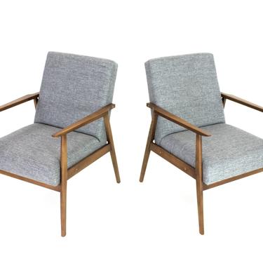 Pair of Mid Century Lounge Chairs by Dux Mobler of Denmark in Grey 
