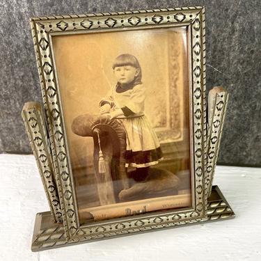 Small girl cabinet card portrait by Henry J. Reed - Worcester MA - framed 