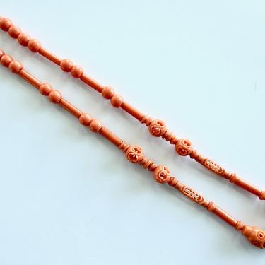 1930's Coral Celluloid Geometric Necklace 
