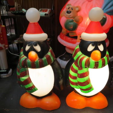 Vintage MCM pair of Blow-mold Penguins