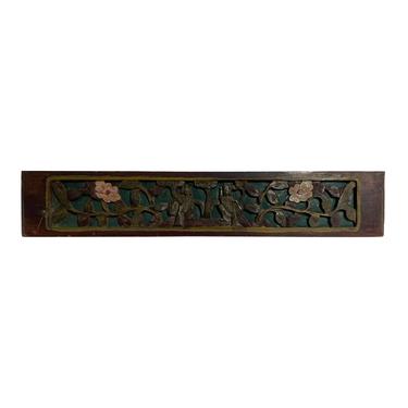 Chinese Vintage Restored Wood Flower Carving Wall Hanging Art Plaque ws1640E 