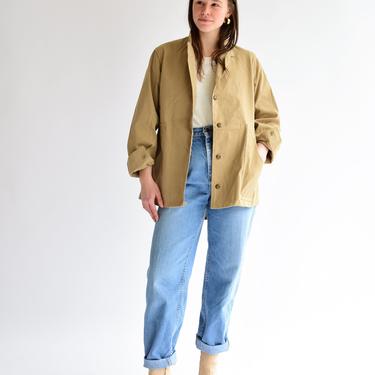 Vintage Khaki Cotton Twill Jacket | Belted Light Workwear British Military Khaki Coat | Small 