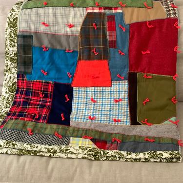 Vintage Handmade Crazy Quilt Multi Color and Fabrics 