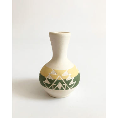 Small Vintage Southwestern Carved Pottery Vase 