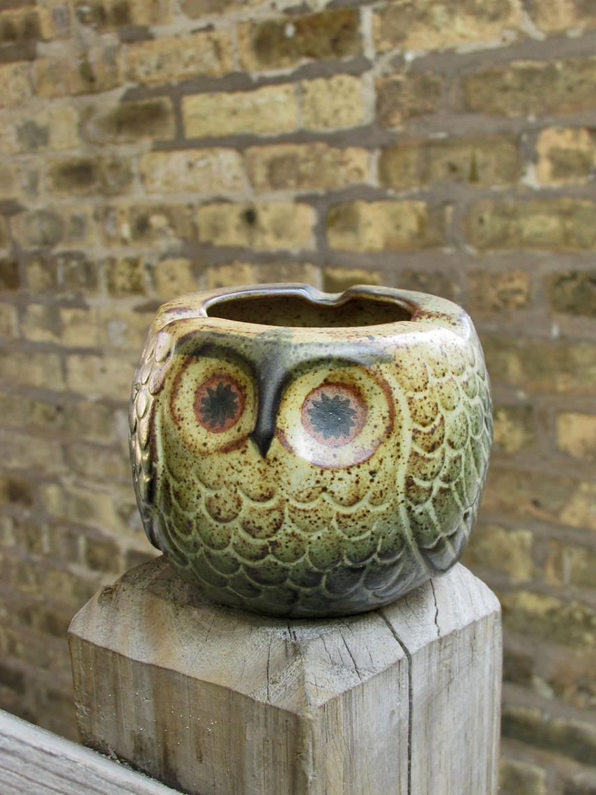 Made in Japan Vintage Ceramic Owl Ashtray Trinket Dish