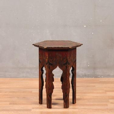 Moroccan Carved Hexagonal Side Table