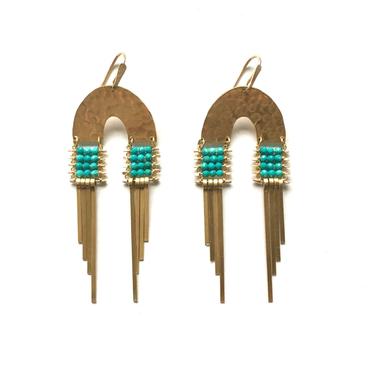 Turquoise Double Fringe Earrings