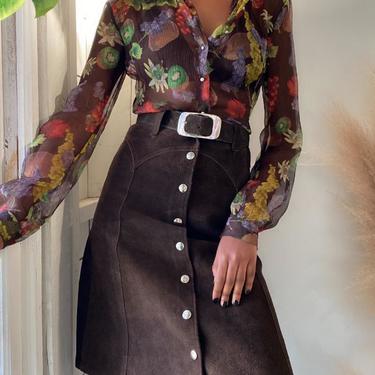 60s Belted Leather Skirt